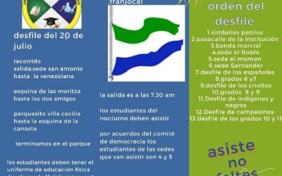 Prográmate para el desfile de conmemoración del 20 de Julio (Grito de Independencia)
